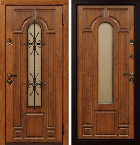 Дверь с терморазрывом со стеклом и ковкой №5