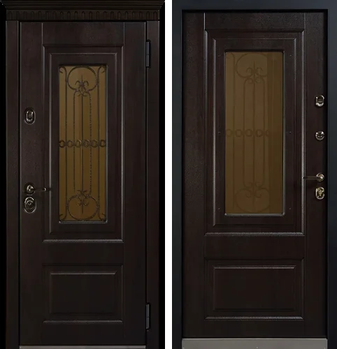 Входная дверь со стеклопакетом и ковкой №4