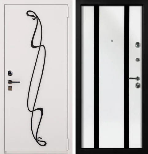 Белая дверь кованная уличная №14