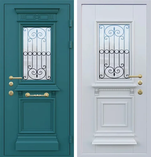 Входная дверь со стеклом на дачу №18