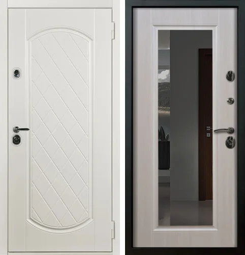 Белая входная дверь с зеркалом максимум №4