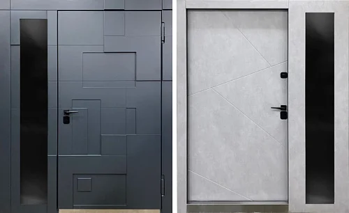 Входная широкая дверь со стеклопакетом №32