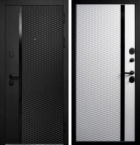 Чёрная матовая входная дверь №85