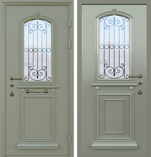 Металлическая дверь со стеклом уличная №20