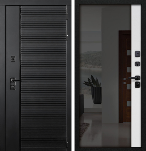 Дверь входная металлическая белая внутри с зеркалом максимум №22