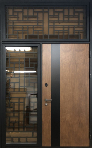 Дверь железная входная двухстворчатая металлическая со стеклом №35