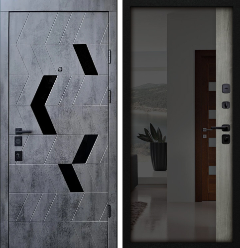 Дверь входная металлическая с зеркалом внутри №23