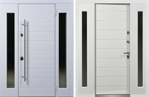 Входная дверь белая с двух сторон №33